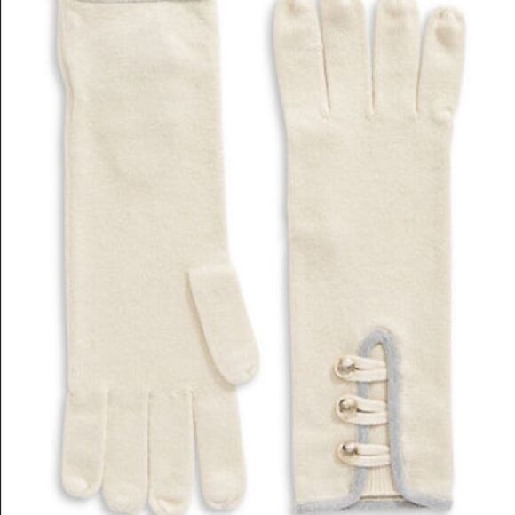 Lauren Ralph Lauren Military Detail Knit Gloves-NATURAL-One Size - Picture 1 of 3